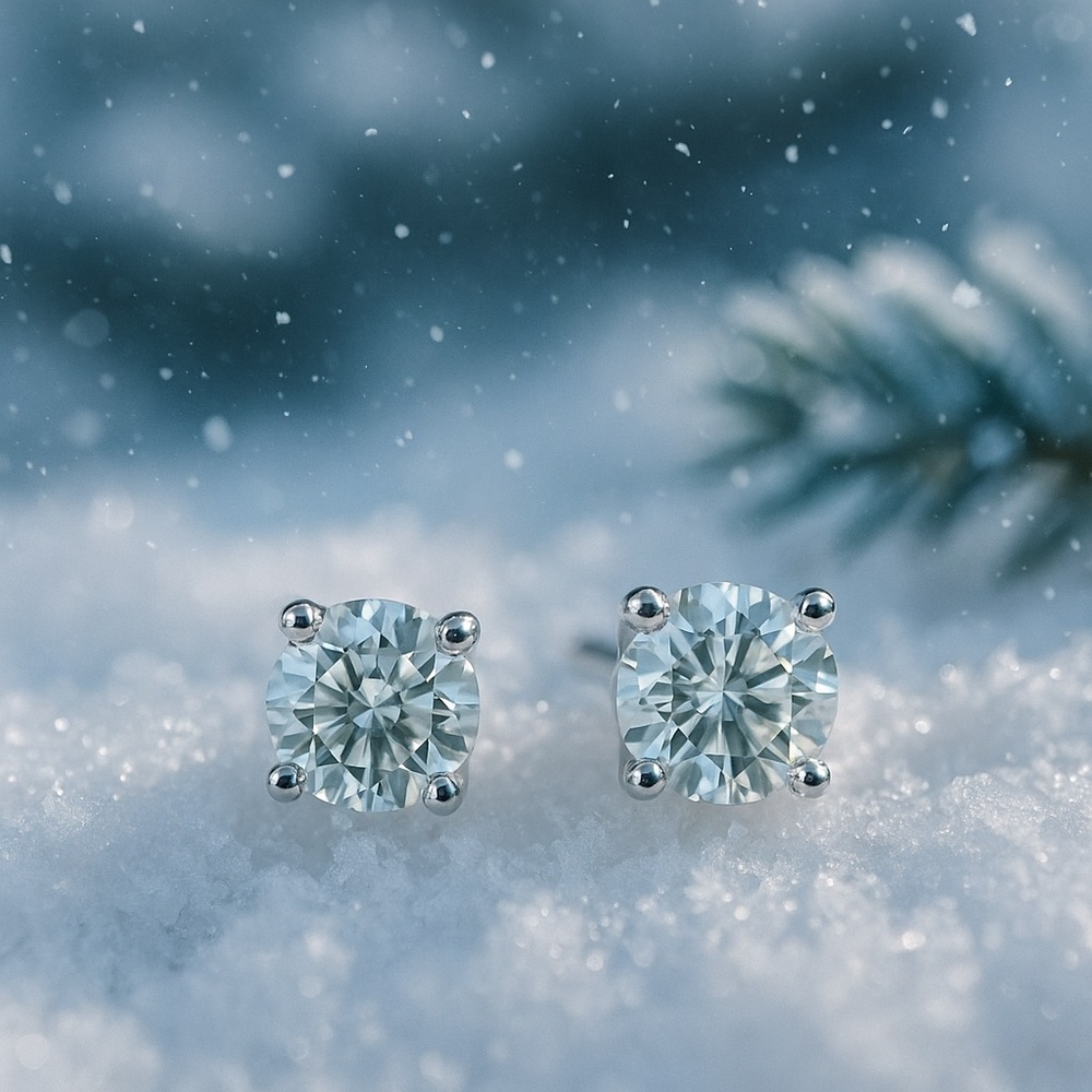 Moissanite 1ct.tw aquamarine Elegant Silver Stud Earrings